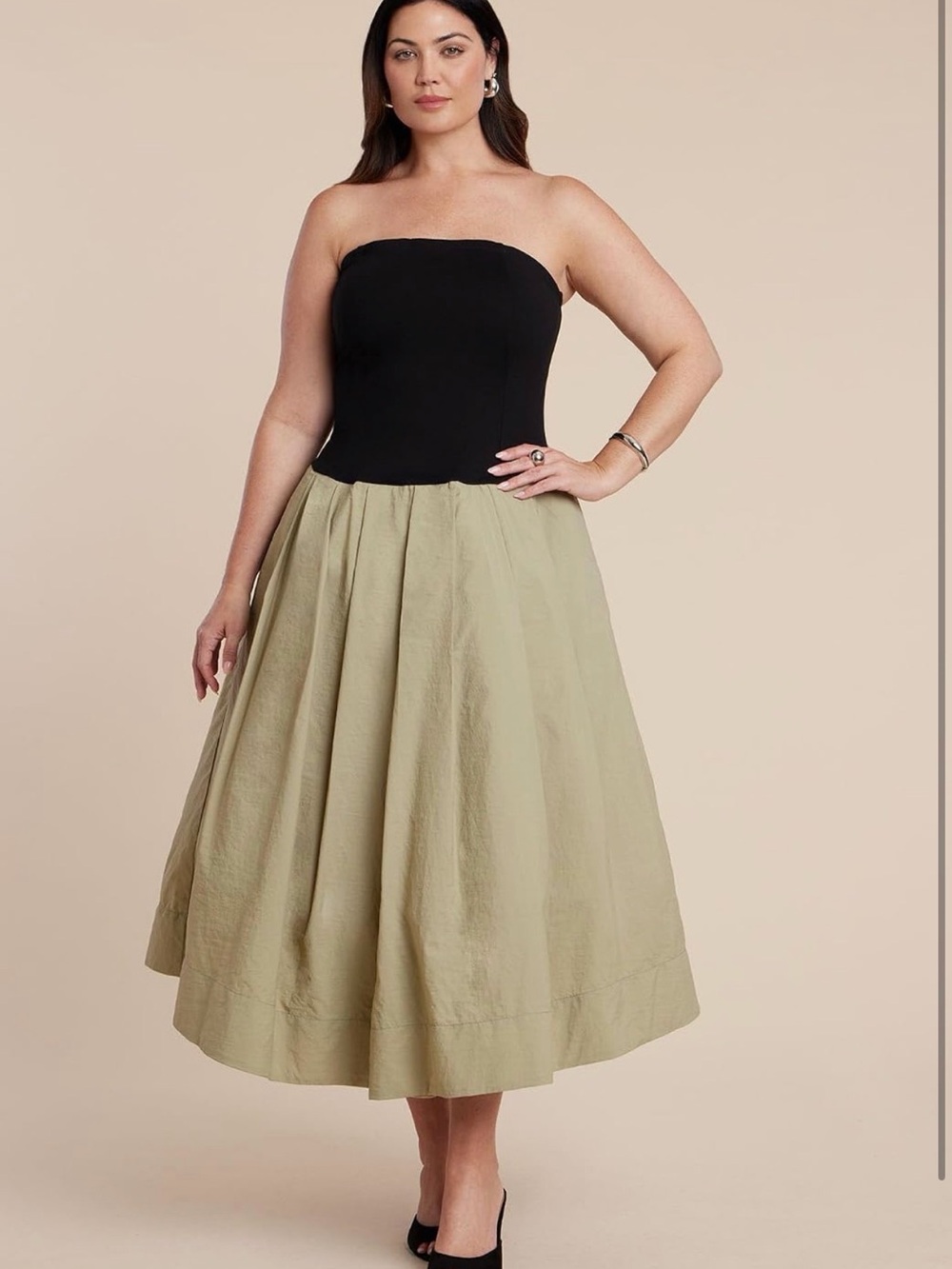 ELOQUII Women's Plus Size Strapless Combo Dress